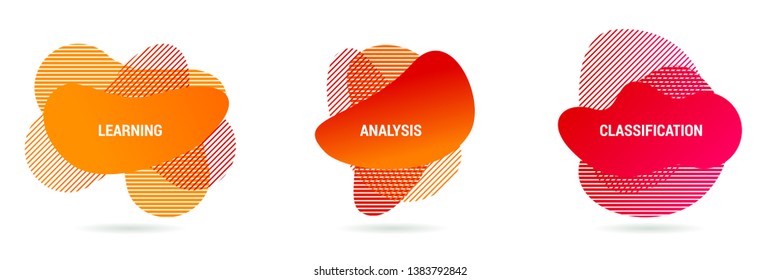 Abstract graphic elements. Set of gradient shapes. Design template for presentation or flyer. Abstract red-orange forms dynamic composition. Modern style vector