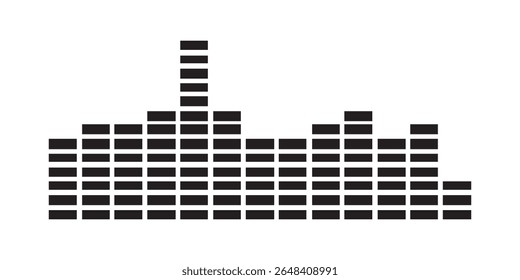 Equalizador gráfico abstrato que representa ondas sonoras com amplitudes variáveis.
