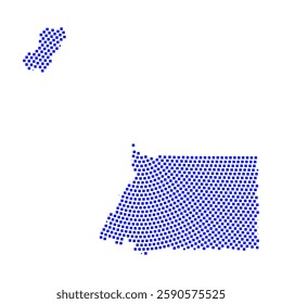 Abstract graphic Equatorial Guinea map from pixel blue on a white background. Vector illustration.