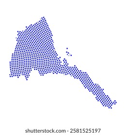 Abstract graphic Eritrea map from pixel blue on a white background. Vector illustration.