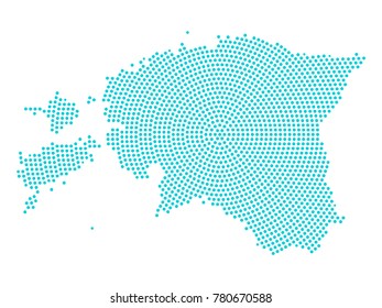 Abstract graphic Estonia map of blue round dots. Vector illustration eps10.