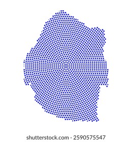 Abstract graphic Eswatini map from pixel blue on a white background. Vector illustration.