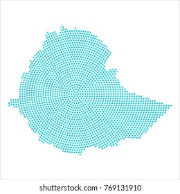 Abstract graphic Ethiopia map of blue round dots. Vector illustration eps10.