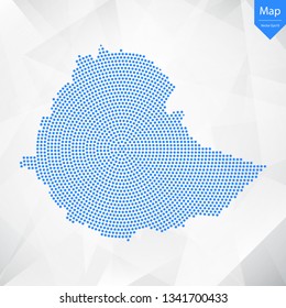 Abstract graphic Ethiopia map from point blue on a white background. Vector illustration.