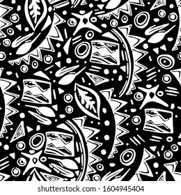 Abstract graphic ethnic seamless. Vector illustration. Manual graphics. Geometric abstract pattern.