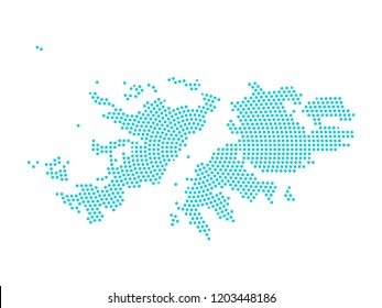 Abstract graphic Falkland Islands map of blue round dots. Vector illustration eps10. 