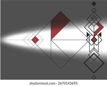 El gráfico abstracto presenta una serie de Formas geométricas, principalmente diamantes y cuadrados, dispuestas en un flujo Horizontal. 