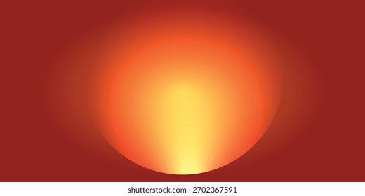Un gráfico abstracto con un brillante y luminoso orbe con un degradado amarillo y naranja, sobre un fondo rojo profundo, creando una sensación de calidez y luz.