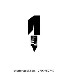 Abstract graphic featuring the number one with geometric shapes and linear patterns, creating a modern and minimalist design.