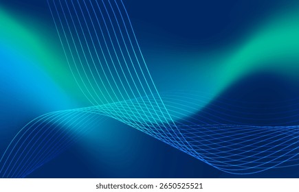 Abstract graphic featuring teal and blue gradient backdrop with curved lines and geometric patterns creates a modern, vibrant, and dynamic visual impression perfect for backgrounds and designs