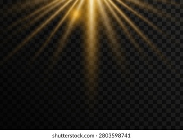 An abstract graphic featuring warm golden light rays emitting from opposite corners on a transparent background