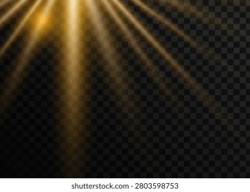 An abstract graphic featuring warm golden light rays emitting from opposite corners on a transparent background