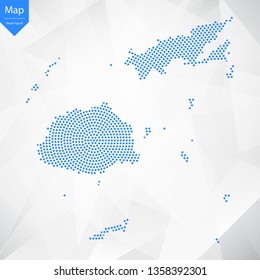 Abstract graphic Fiji map from point blue on a white background. Vector illustration.