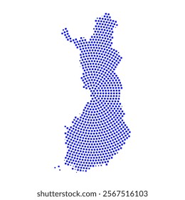 Abstract graphic Finland map from pixel blue on a white background. Vector illustration.