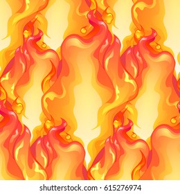 Abstract graphic fire flames in red colors. Vector seamless pattern