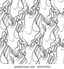 Abstract graphic fire flames. Vector seamless pattern. Coloring book page design for adults and kids