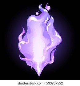 Abstract graphic fire in pastel purple colors. Vector design element isolated on black background