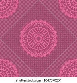 abstract graphic floral seamless pattern. Geometric ornament Line art, lace, background. Bandanna, shawl, scarf, tablecloth design for textile fabric print. Vector illustration