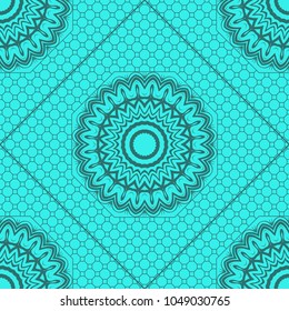 abstract graphic floral seamless pattern. Geometric ornament Line art, lace, background. Bandanna, shawl, scarf, tablecloth design for textile fabric print. Vector illustration