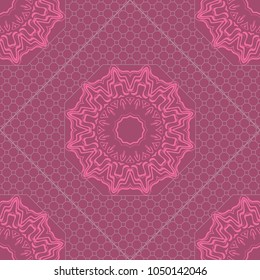 abstract graphic floral seamless pattern. Geometric ornament Line art, lace, background. Bandanna, shawl, scarf, tablecloth design for textile fabric print. Vector illustration