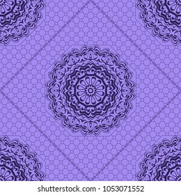 abstract graphic floral seamless pattern. Geometric ornament Line art, lace, background. Bandanna, shawl, scarf, tablecloth design for textile fabric print. Vector illustration