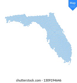 Abstract graphic Florida map from point blue on a white background. Vector illustration.