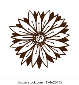 Abstract graphic flower isolated on white. Sketch design element. Eps 10 vector illustration.