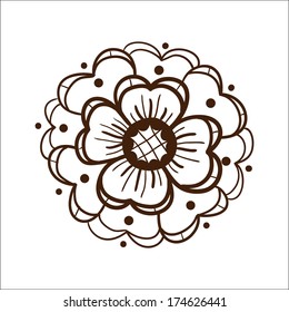 Abstract graphic flower isolated on white. Sketch design element. Eps 10 vector illustration.