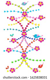 abstract graphic flowers tree heart with birds vector illustration.