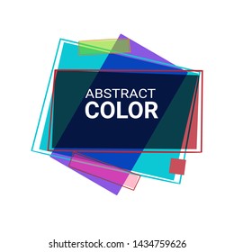 Abstract graphic forms. Green, red, cyan, blue, pink, purple rectangles and squares. Irregular shapes, transparent layers isolated on white. Vector template for logo, presentation, flyer design