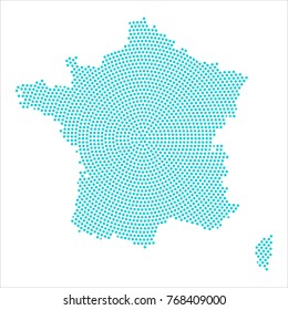 Abstract Graphic France Map of Blue Round Dots. Vector illustration eps 10.