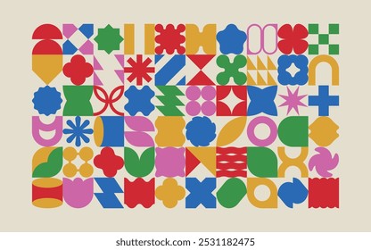 símbolos y objetos geométricos gráficos abstractos. Ilustración vectorial.