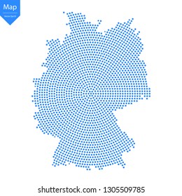 Abstract graphic Germany map from point blue on a white background. Vector illustration.