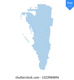 Abstract graphic Gibraltar map from point blue on a white background. Vector illustration.