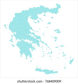 Abstract graphic Greece map of blue round dots. Vector illustration eps10.
