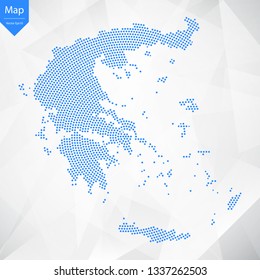 Abstract graphic Greece map from point blue on a white background. Vector illustration.