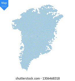 Abstract graphic Greenland map from point blue on a white background. Vector illustration.