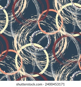 abstract graphic grunge  round circle seamless pattern, white, red navy blue background