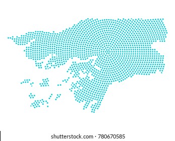 Abstract graphic Guinea Bissau map of blue round dots. Vector illustration eps10.