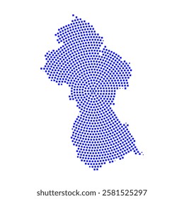 Abstract graphic Guyana map from pixel blue on a white background. Vector illustration.