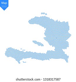 Abstract graphic Haiti map from point blue on a white background. Vector illustration.