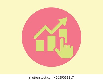 Abstract graphic of a hand interacting with an upward trending bar graph, symbolizing growth and progress.