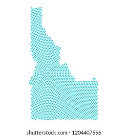 Abstract graphic Idaho map of blue round dots. Vector illustration eps10. 