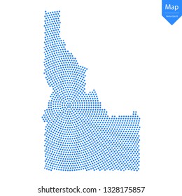 Abstract graphic Idaho map from point blue on a white background. Vector illustration.