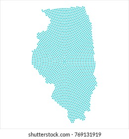 Abstract graphic Illinois map of blue round dots. Vector illustration eps10.