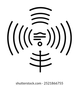 Gráfico Abstractas que ilustra las ondas sonoras que emanan de un punto central.