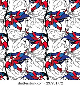 Abstract graphic illustration of flowers in vector format - seamless pattern