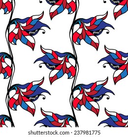Abstract graphic illustration of flowers in vector format - seamless pattern