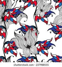 Abstract graphic illustration of flowers in vector format - seamless pattern