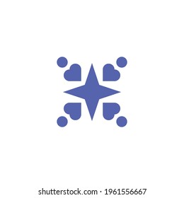 Abstract graphic illustration of heart shaped people located around a flash. It can be used as a logo sign, serve as part of the design in the graphic design of different projects